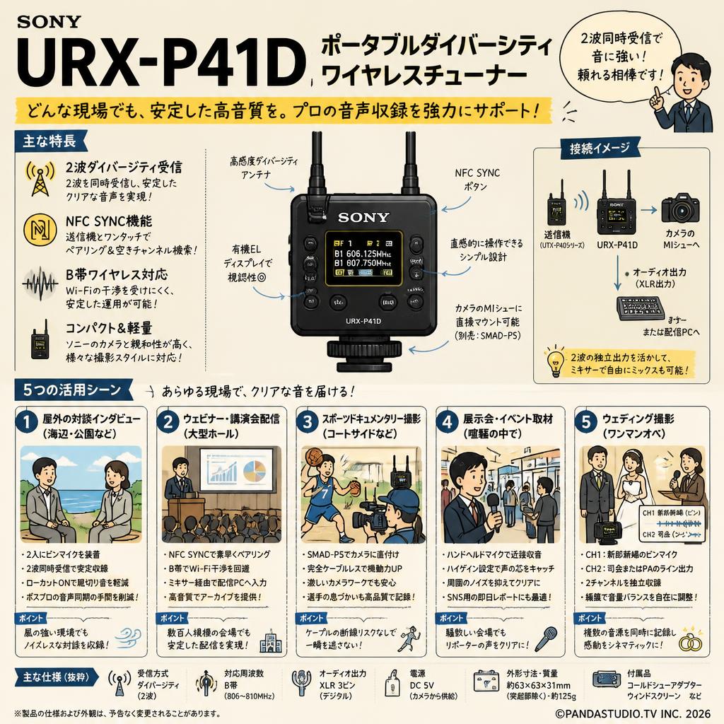 SONY URX-P41D ポータブルダイバーシティワイヤレスチューナー 用途