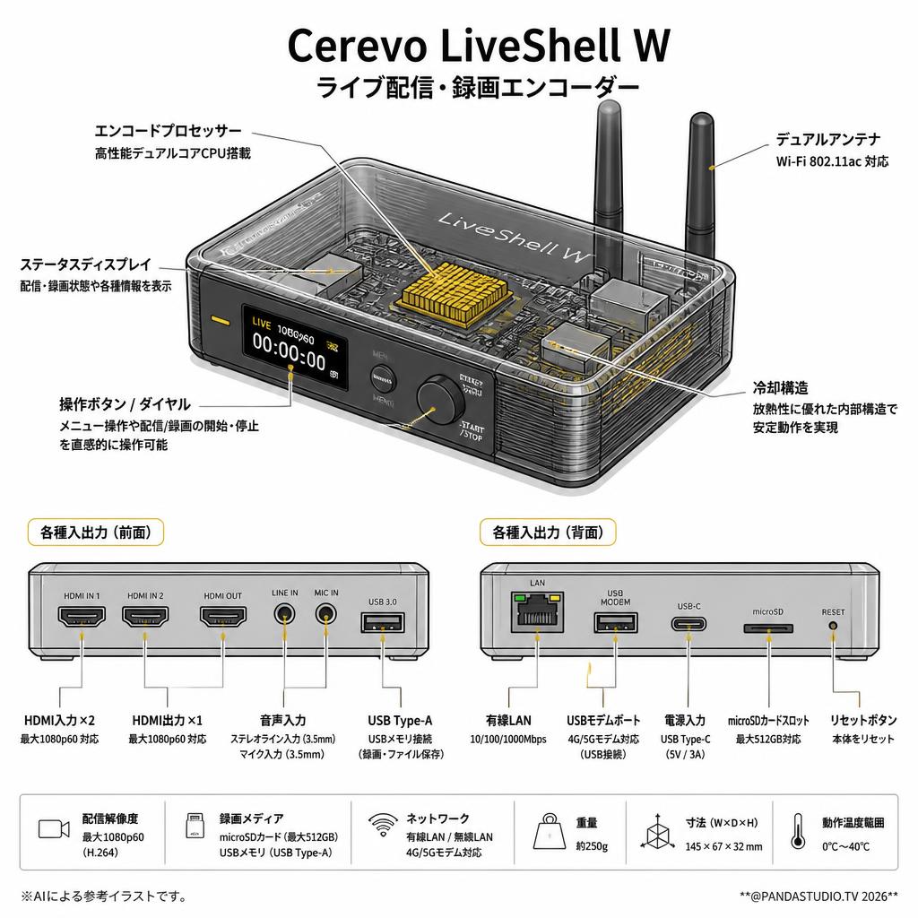 Cerevo LiveShell W スペック