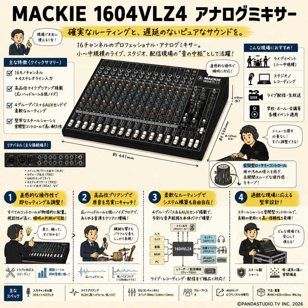 MACKIE 1604VLZ4 アナログミキサー 概要