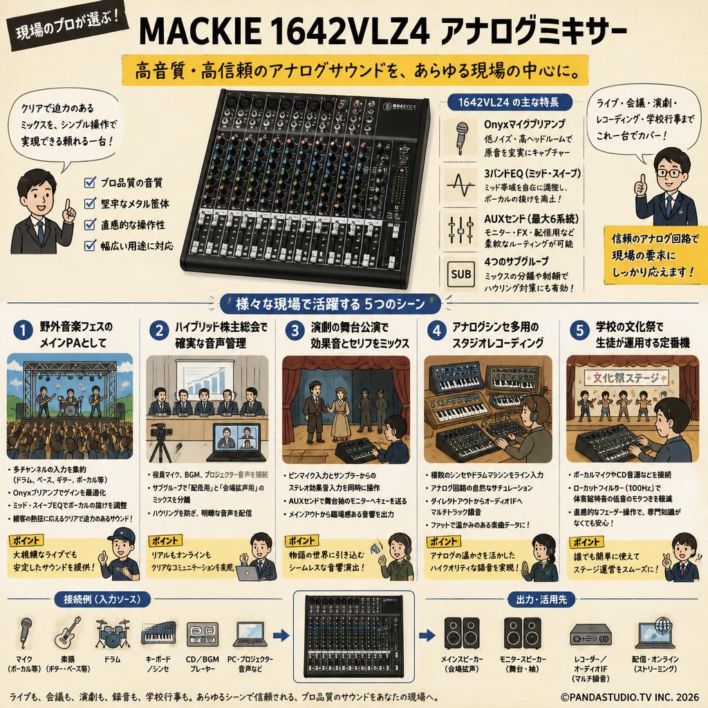 MACKIE 1642VLZ4 アナログミキサー 用途