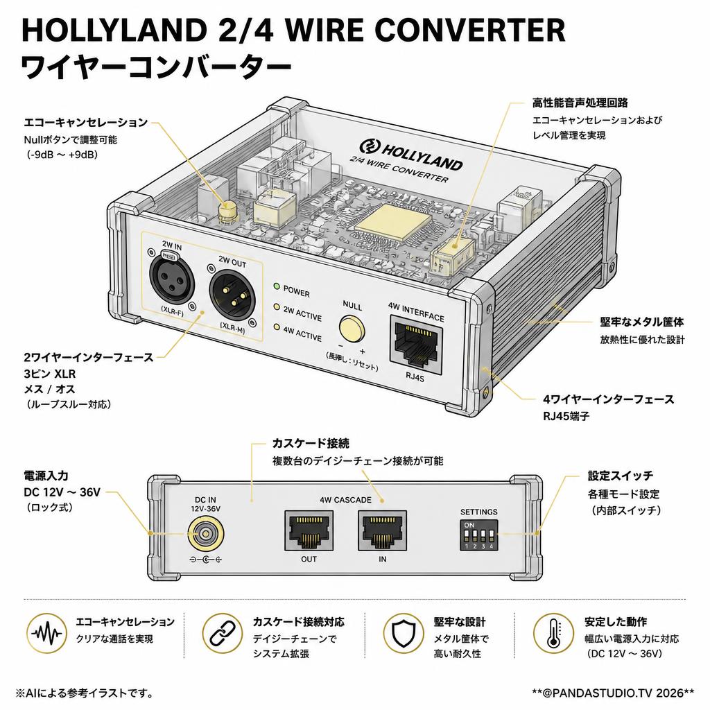 HOLLYLAND 2/4 WIRE CONVERTER ワイヤーコンバーター スペック