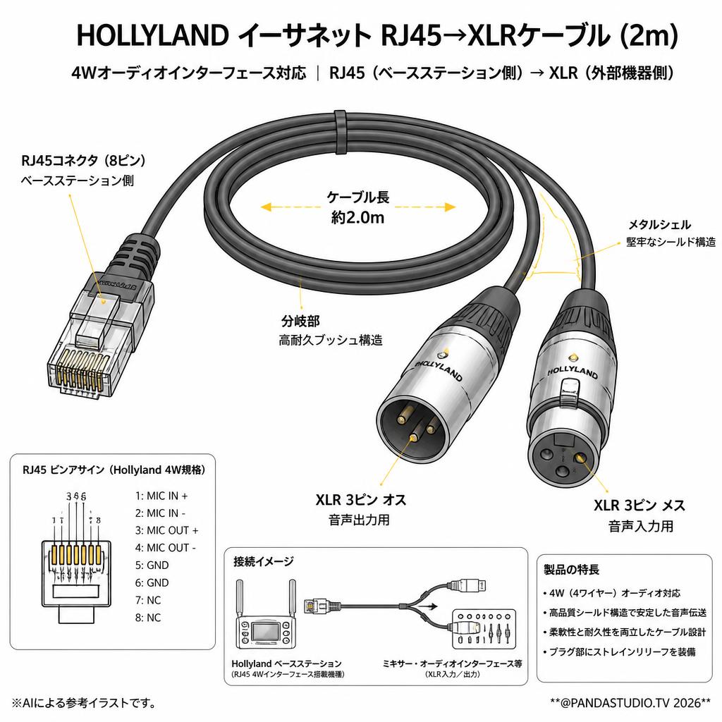 HOLLYLAND イーサネット RJ45→XLRケーブル (2m) スペック