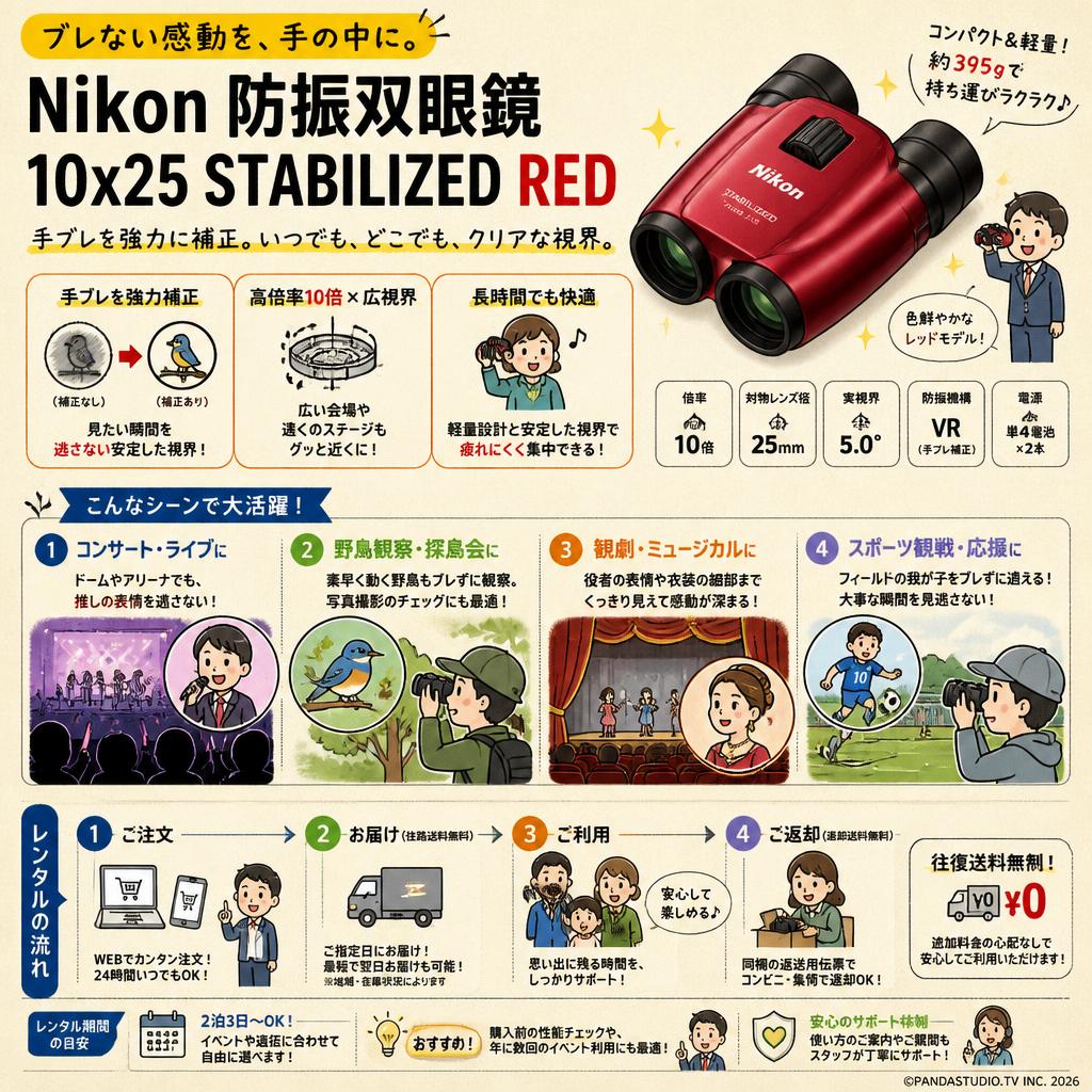【往復送料無料】Nikon 防振双眼鏡 10x25 STABILIZED RED おもな対象のお客様