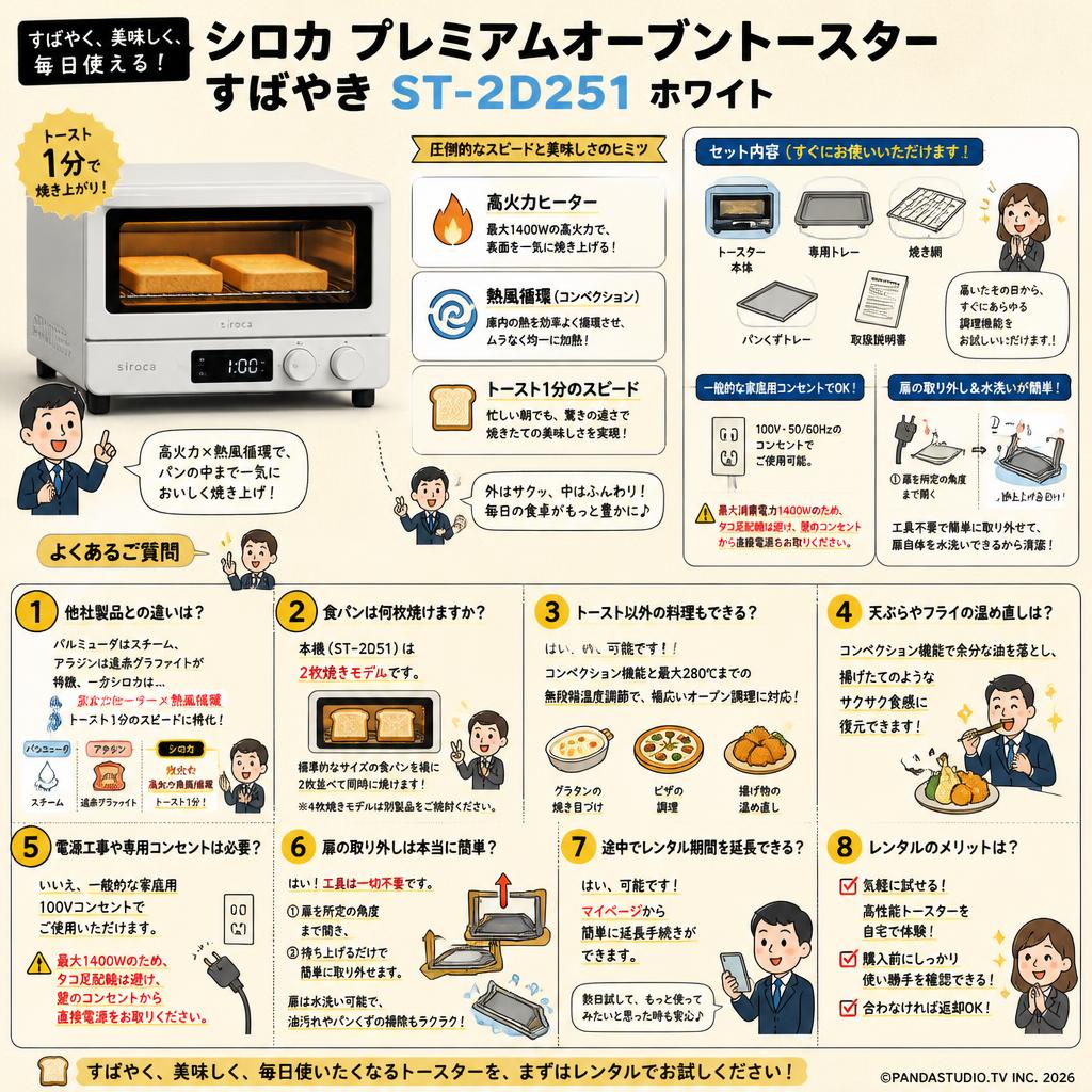 シロカ  プレミアムオーブントースター すばやき ST-2D251 ホワイト FAQ（よくある質問と答え）
