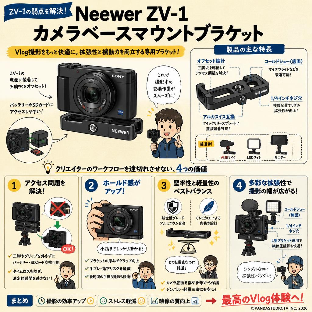 Neewer ZV-1 カメラベースマウントブラケット 概要