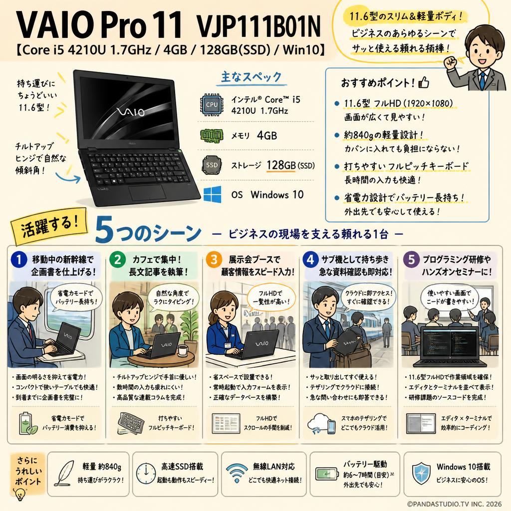 VAIO Pro 11 VJP111B01N 【Core i5 4210U 1.7GHz / 4GB / 128GB(SSD