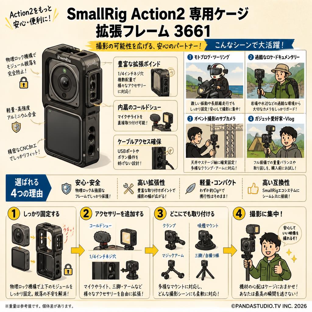 SmallRig Action2 専用ケージ 拡張フレーム 3661 おもな対象のお客様