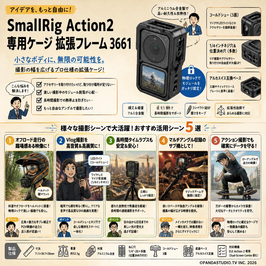 SmallRig Action2 専用ケージ 拡張フレーム 3661 用途