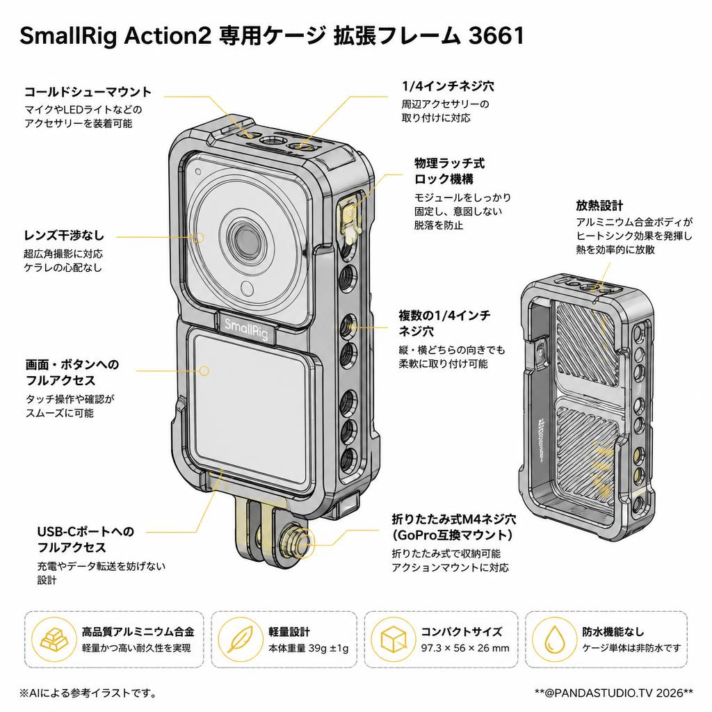 SmallRig Action2 専用ケージ 拡張フレーム 3661 スペック