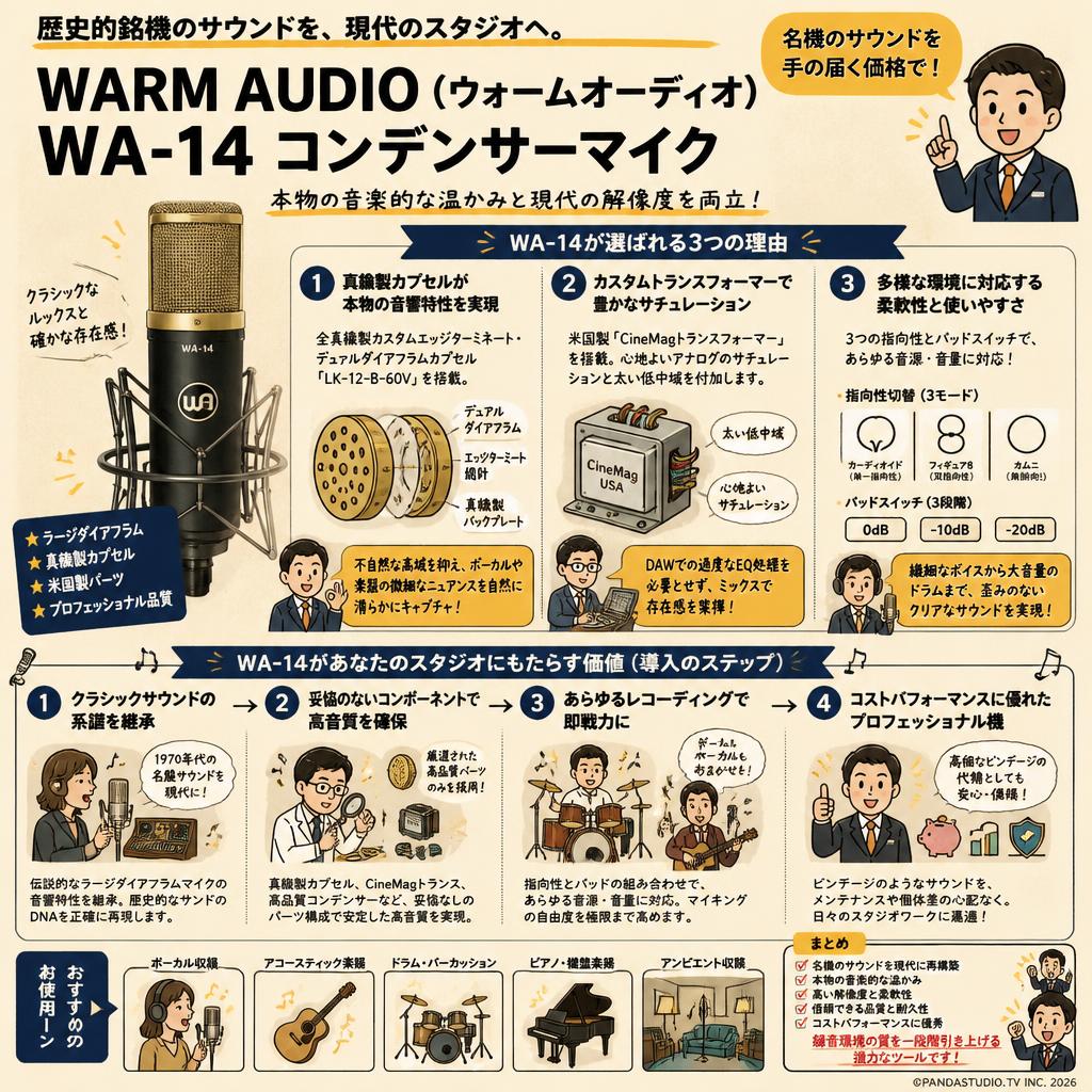 WARM AUDIO ( ウォームオーディオ ) / WA-14 コンデンサーマイク 概要