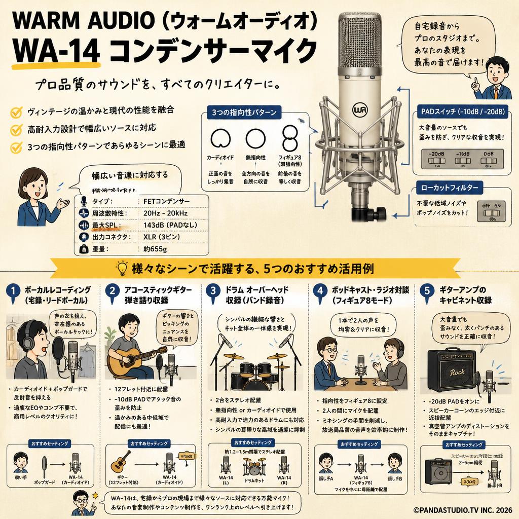 WARM AUDIO ( ウォームオーディオ ) / WA-14 コンデンサーマイク 用途