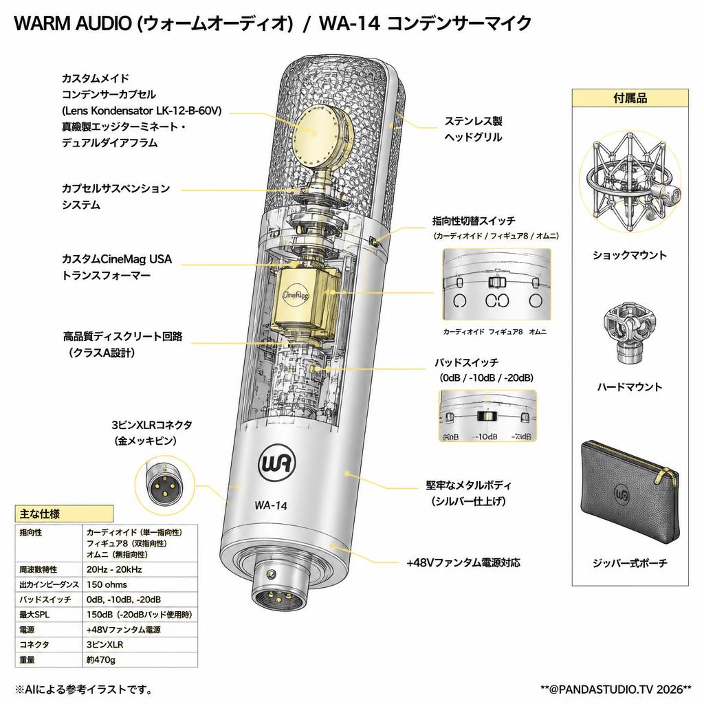 WARM AUDIO ( ウォームオーディオ ) / WA-14 コンデンサーマイク スペック