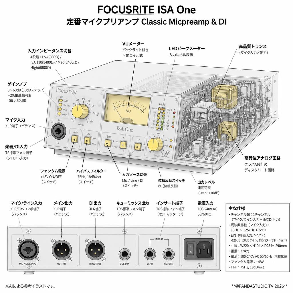 FOCUSRITE ISA One 定番マイクプリアンプ Classic Micpreamp & DI