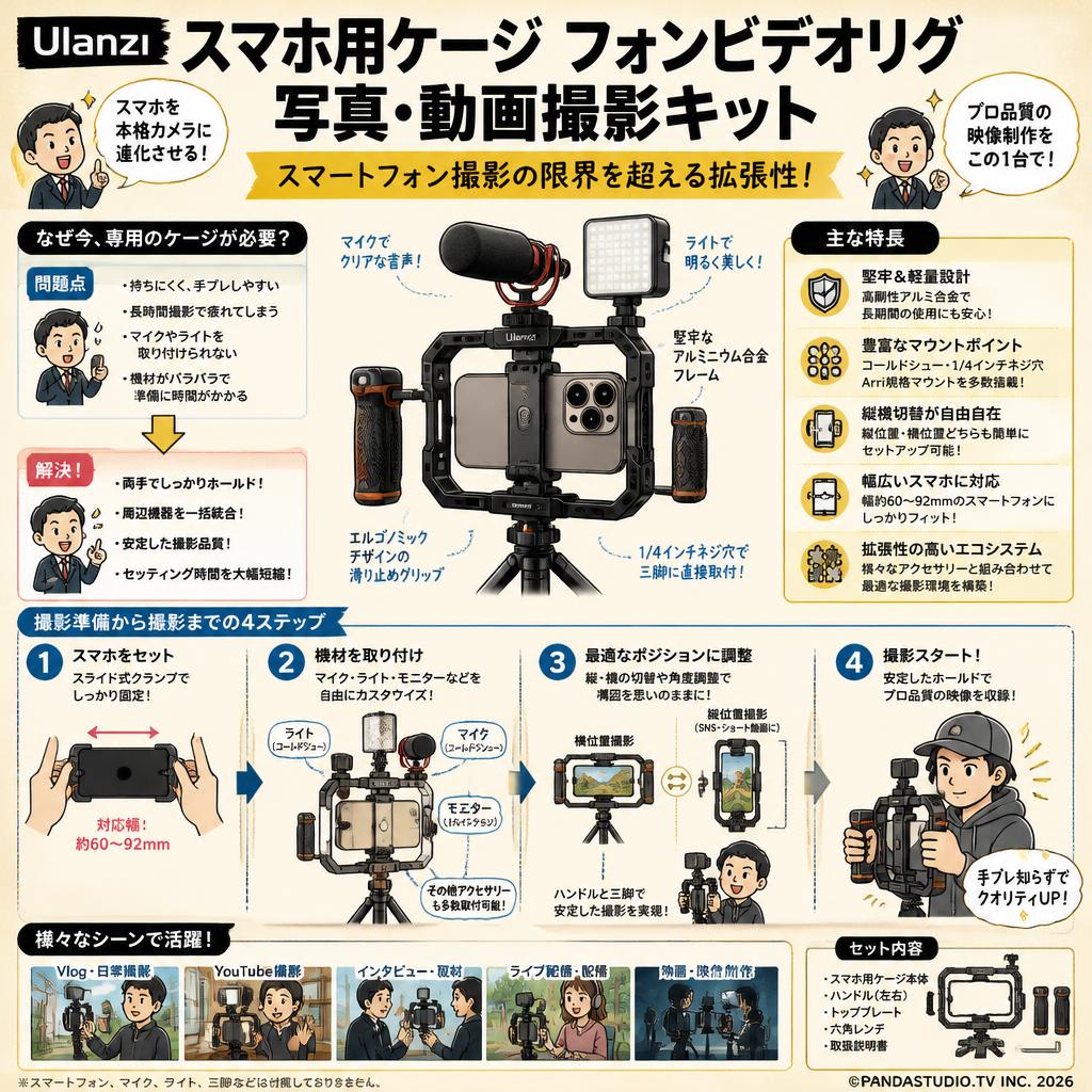 Ulanzi スマホ用ケージ フォンビデオリグ 写真 動画撮影キット 概要