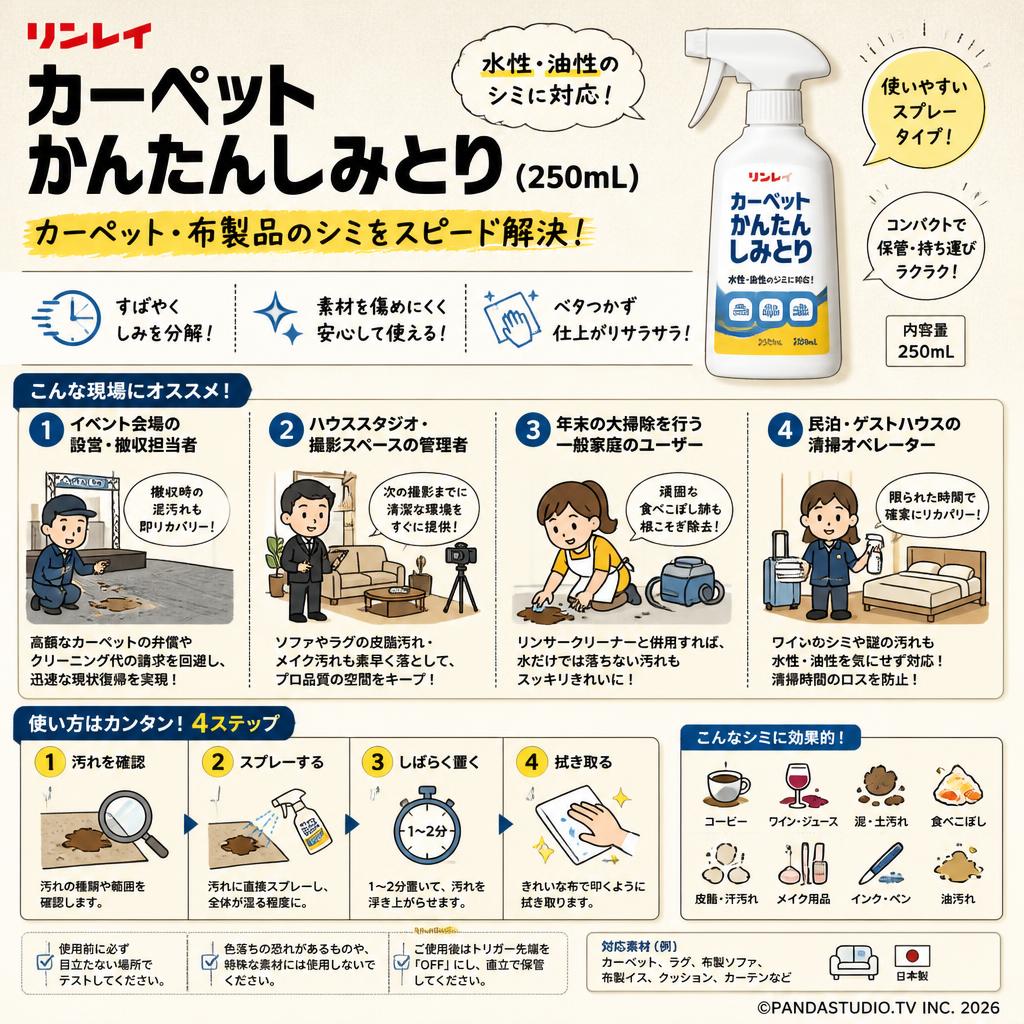 リンレイ  カーペット  かんたんしみとり (250mL) おもな対象のお客様