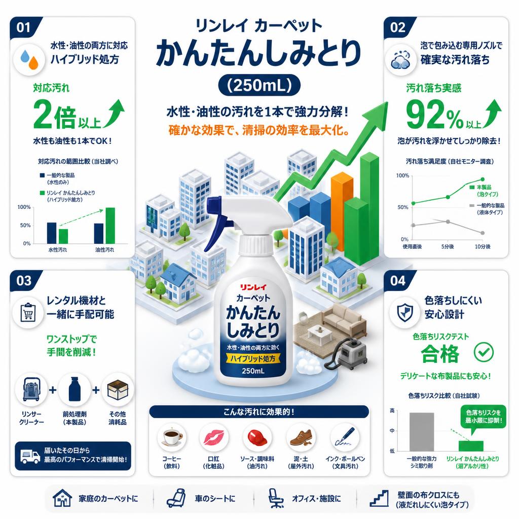 リンレイ  カーペット  かんたんしみとり (250mL) セールスポイント