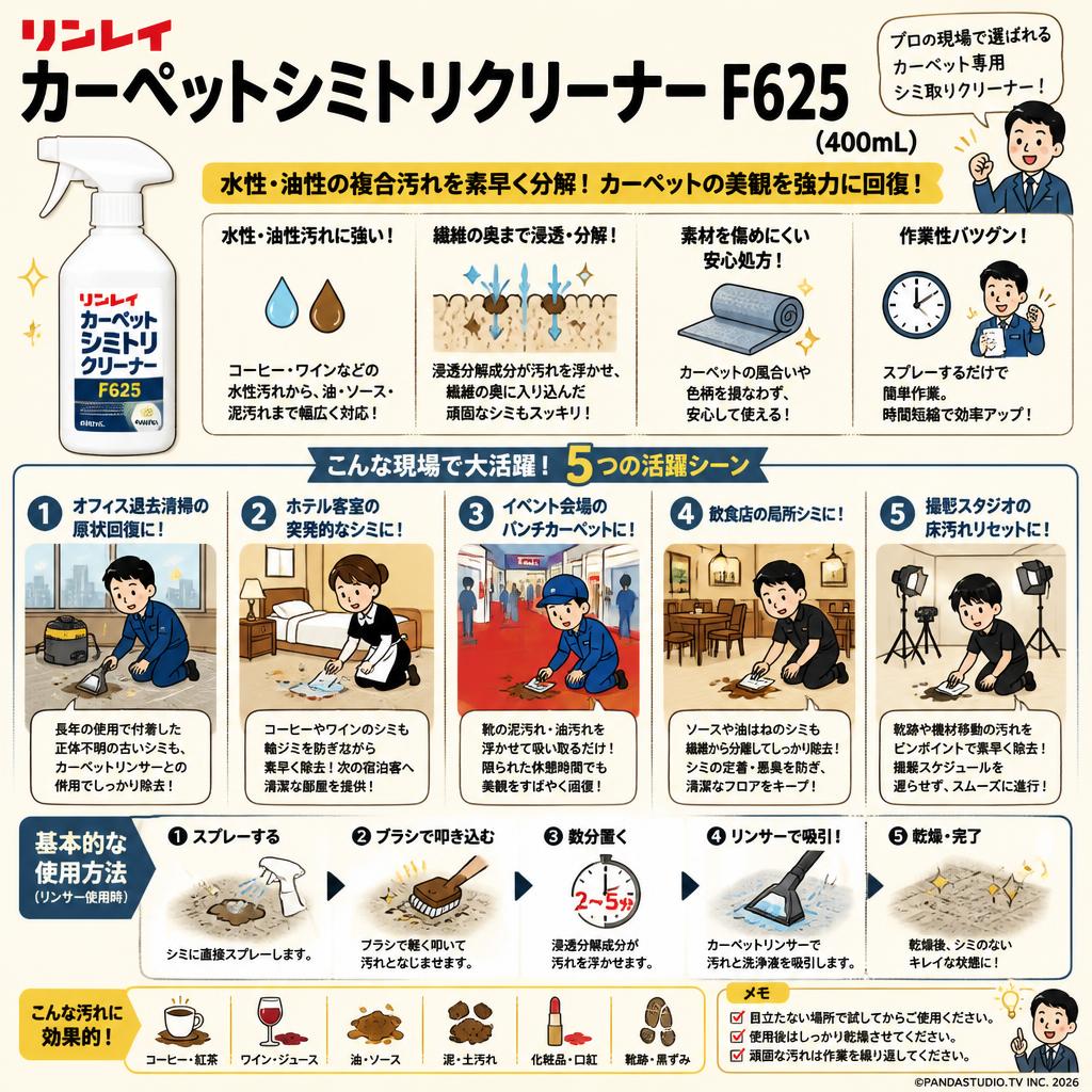 リンレイ  カーペットシミトリクリーナーF625 (400mL) 用途