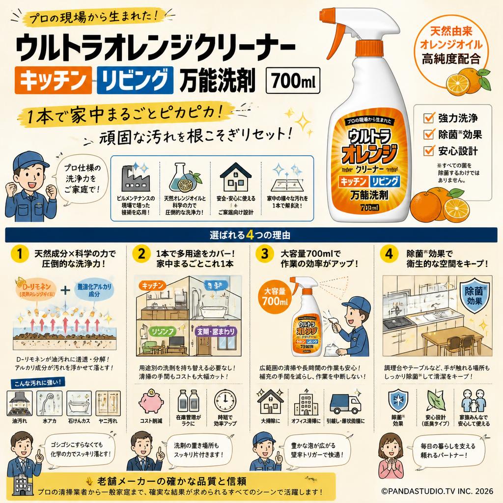 ウルトラオレンジクリーナーキッチン リビング 万能洗剤 700ml 概要