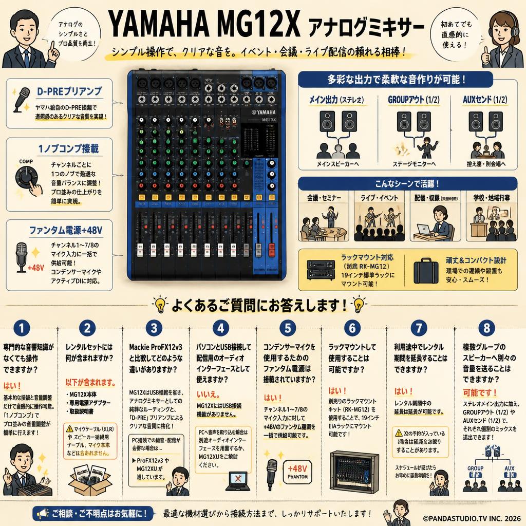 YAMAHA MG12X アナログミキサー FAQ（よくある質問と答え）