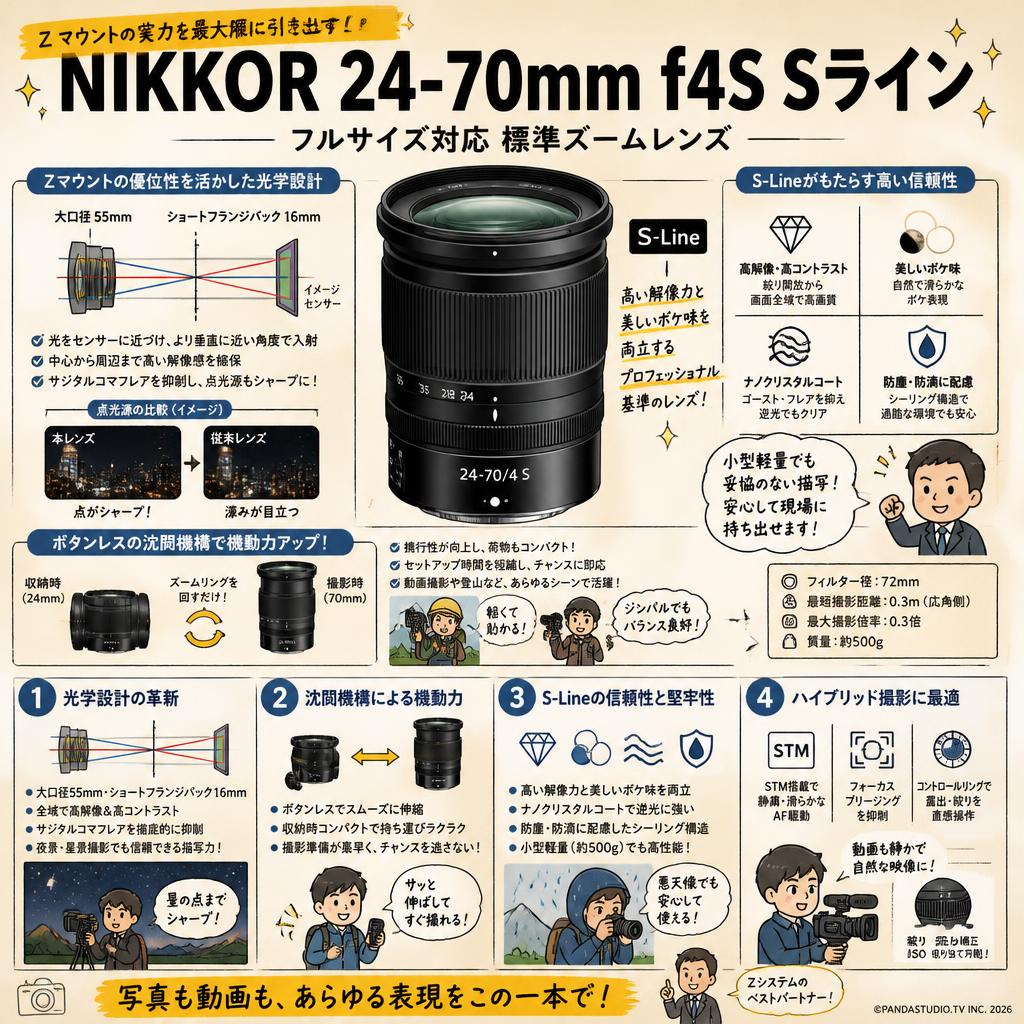 Nikon NIKKOR 24-70mm f4S Zマウント Sライン フルサイズ対応 概要