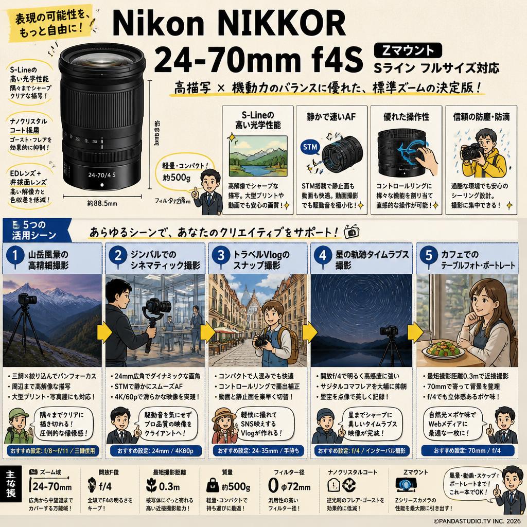 Nikon NIKKOR 24-70mm f4S Zマウント Sライン フルサイズ対応 用途