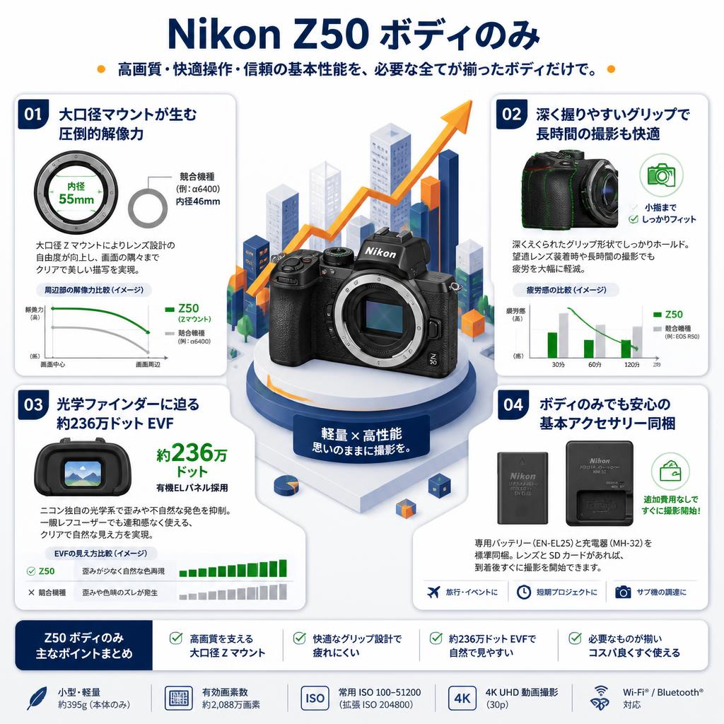 Nikon Z50 ボディのみ セールスポイント