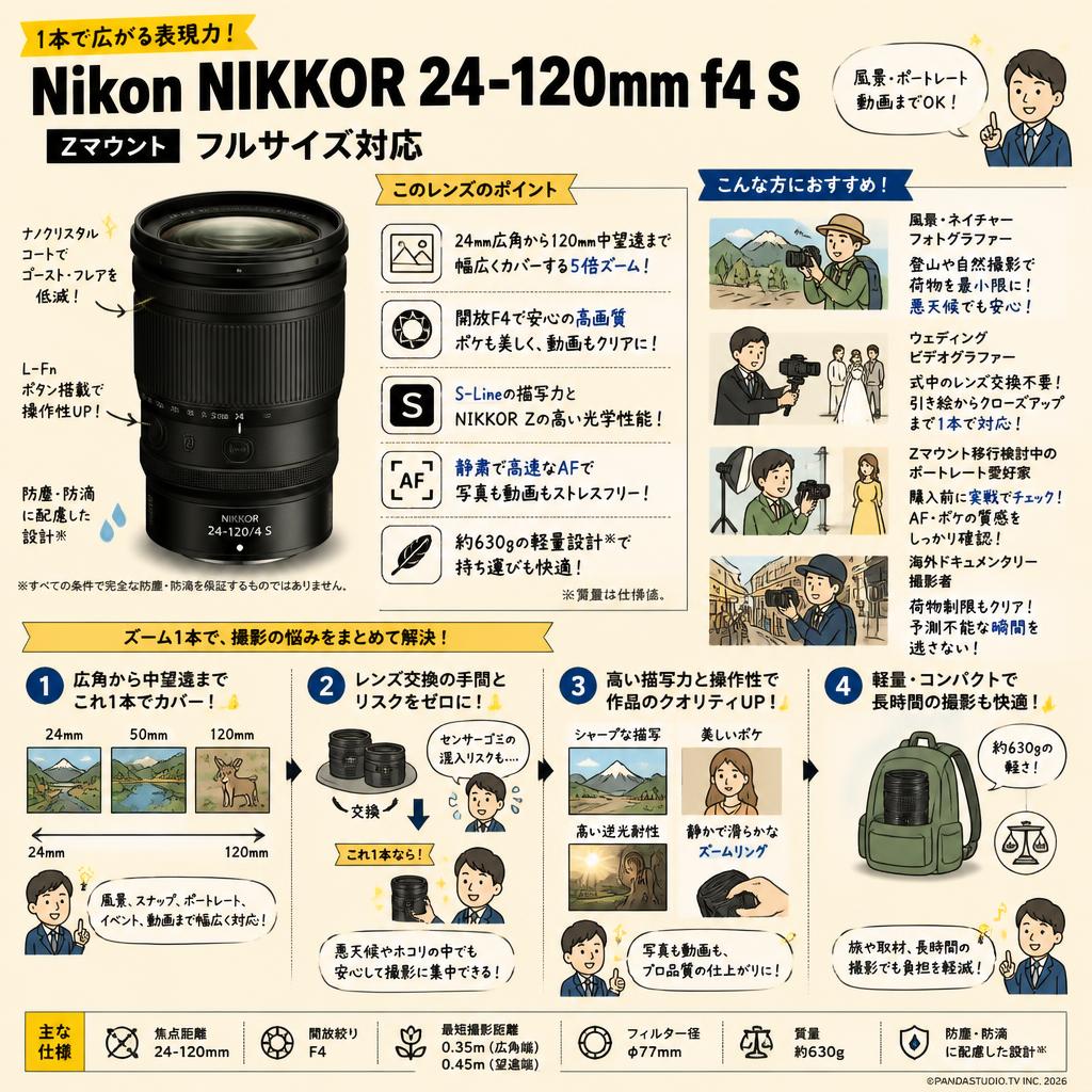 Nikon NIKKOR 24-120mm f4 S Zマウント フルサイズ対応 おもな対象のお客様