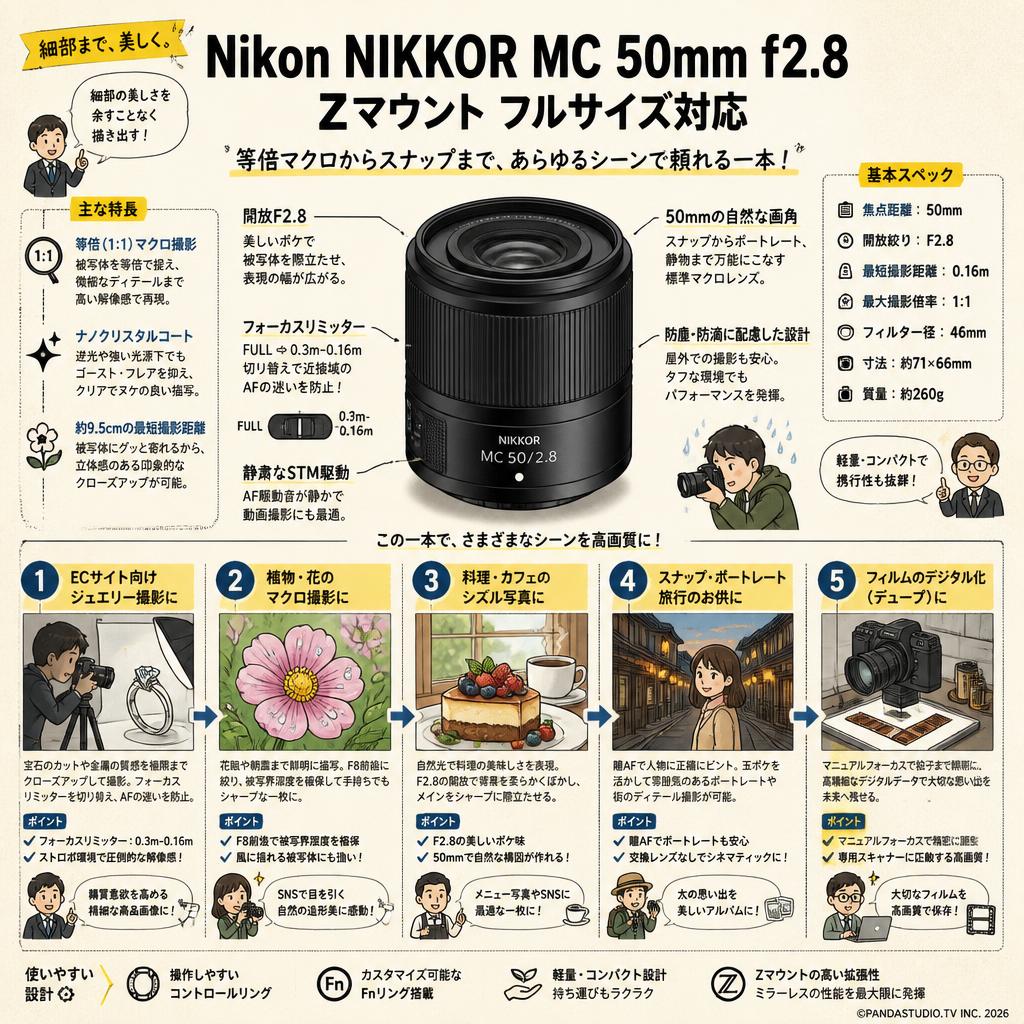 Nikon NIKKOR MC 50mm f2.8 Zマウント フルサイズ対応 用途