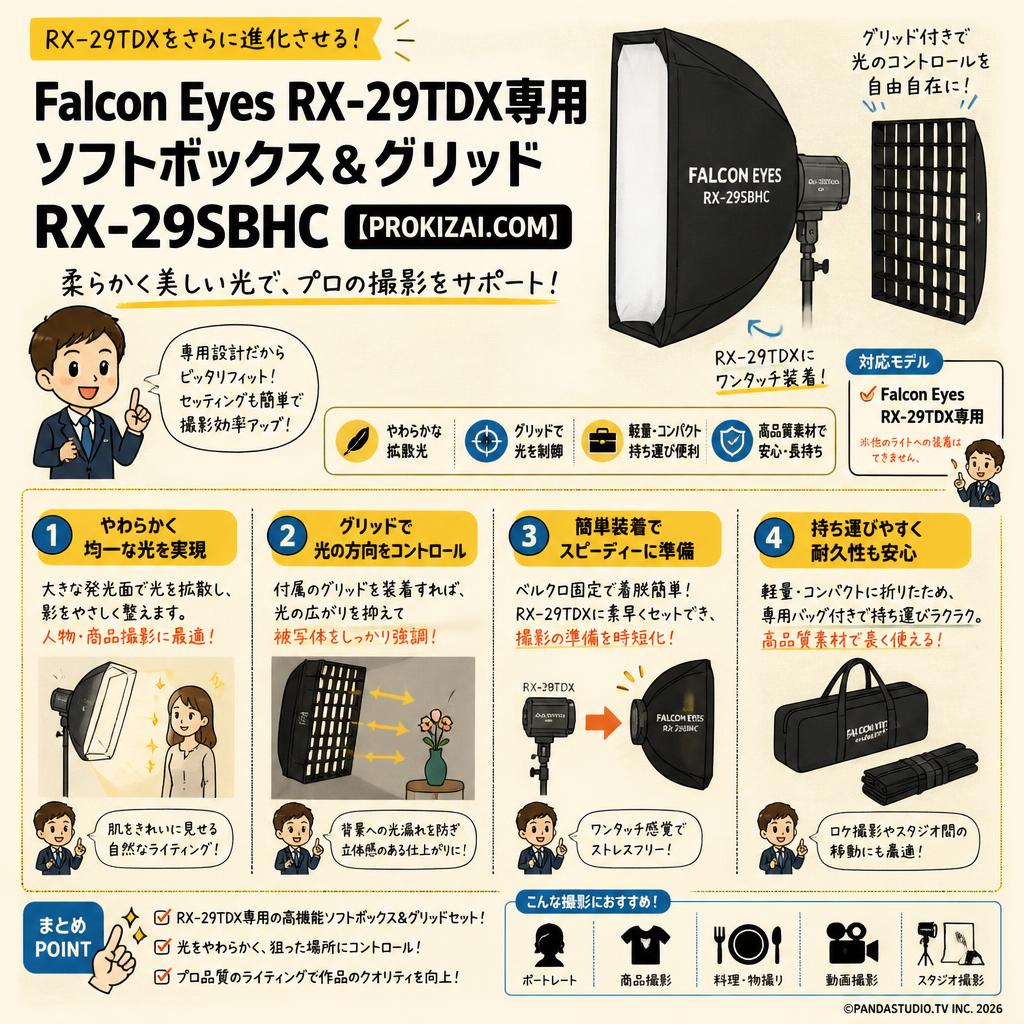 Falcon Eyes RX-29TDX専用ソフトボックス＆グリッド RX-29SBHC【PROKIZAI.COM】 概要