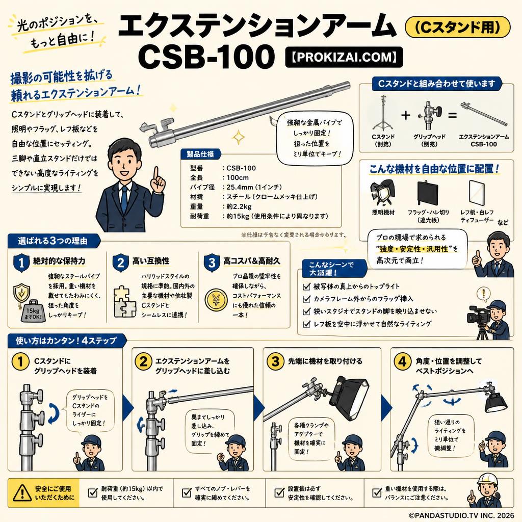エクステンションアーム　(Cスタンド用)　CSB-100【PROKIZAI.COM】 概要