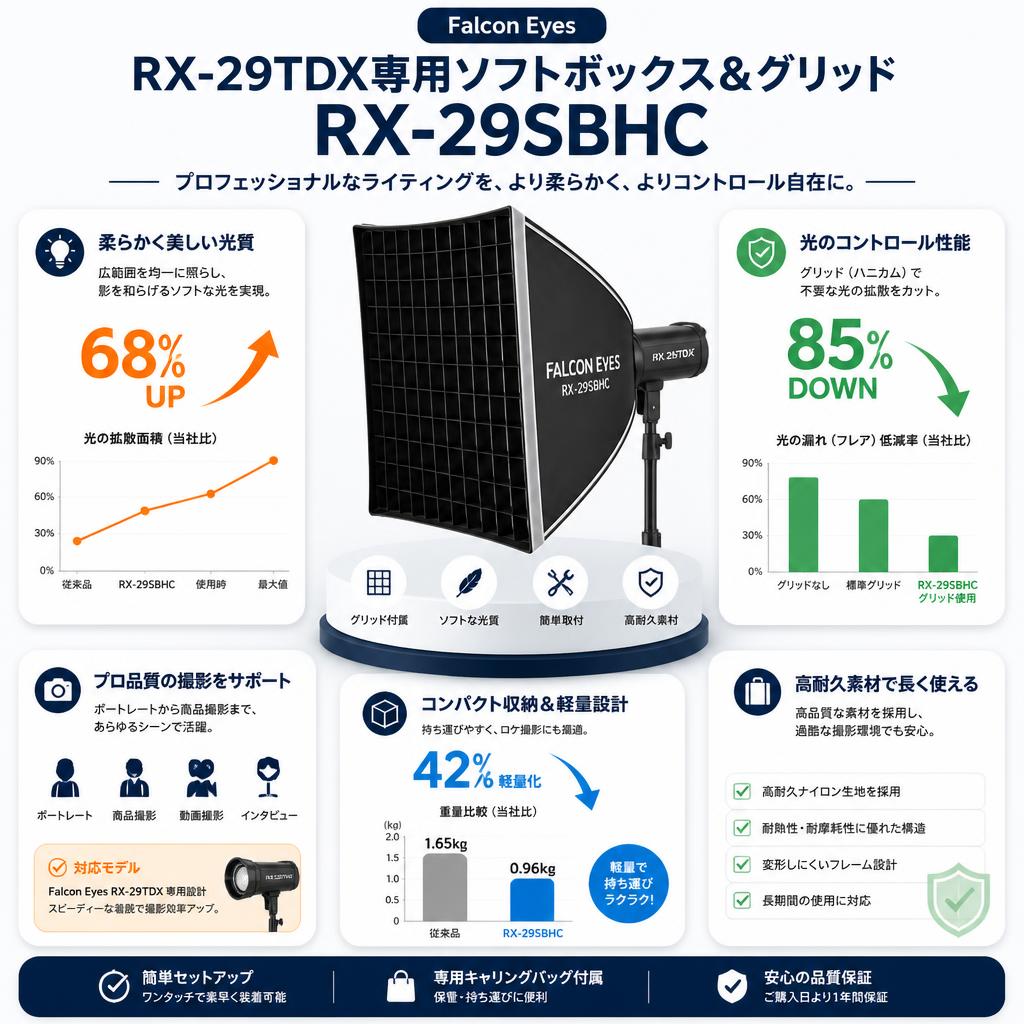 Falcon Eyes RX-29TDX専用ソフトボックス＆グリッド RX-29SBHC【PROKIZAI.COM】 セールスポイント