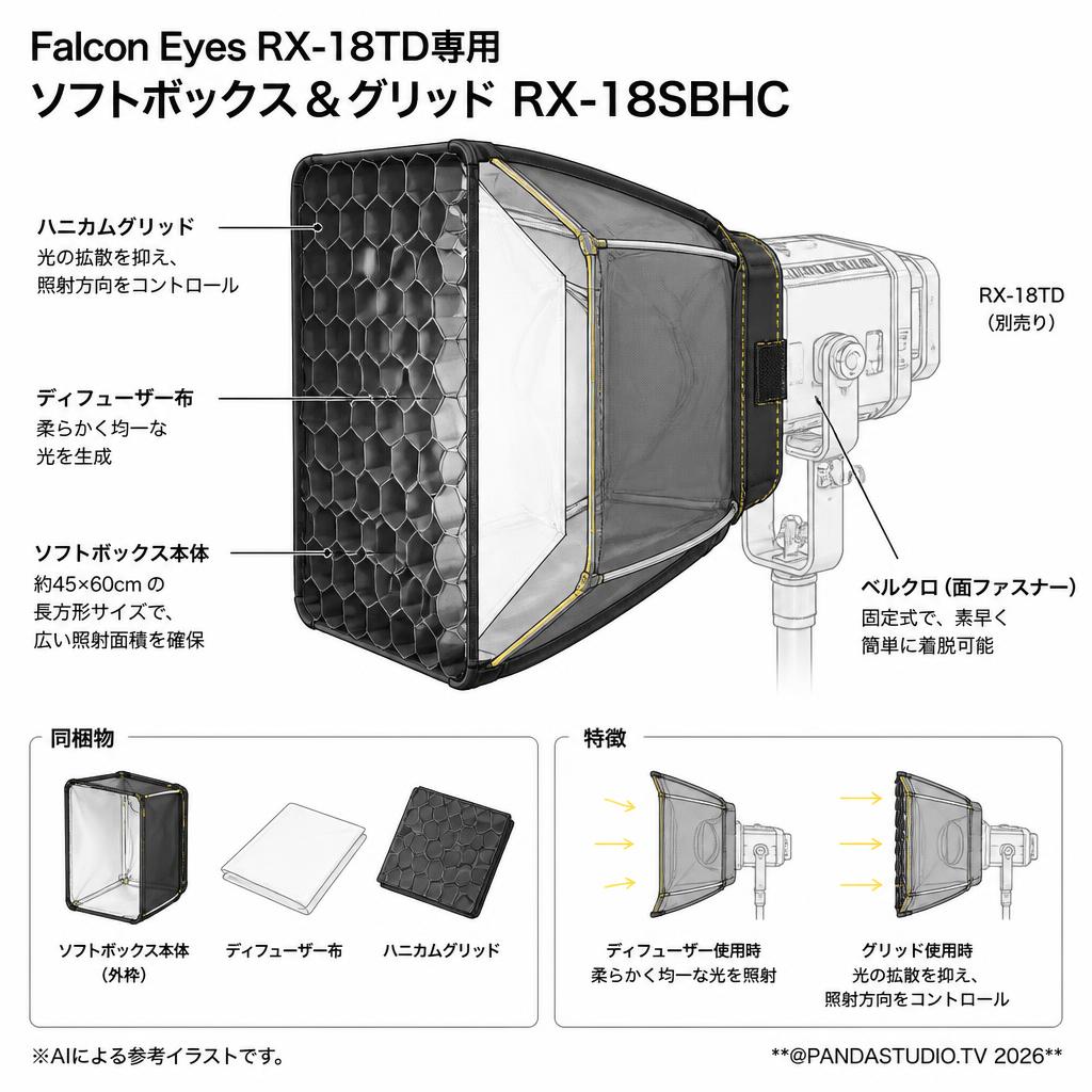 Falcon Eyes RX-18TD専用ソフトボックス＆グリッド RX-18SBHC【PROKIZAI.COM】 スペック