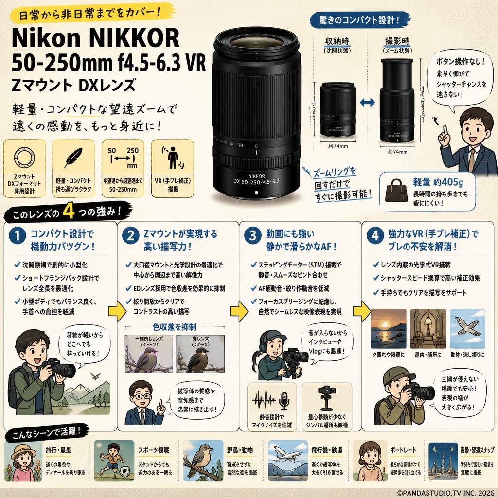 Nikon NIKKOR 50-250mm f4.5-6.3 VR Zマウント DXレンズ 概要