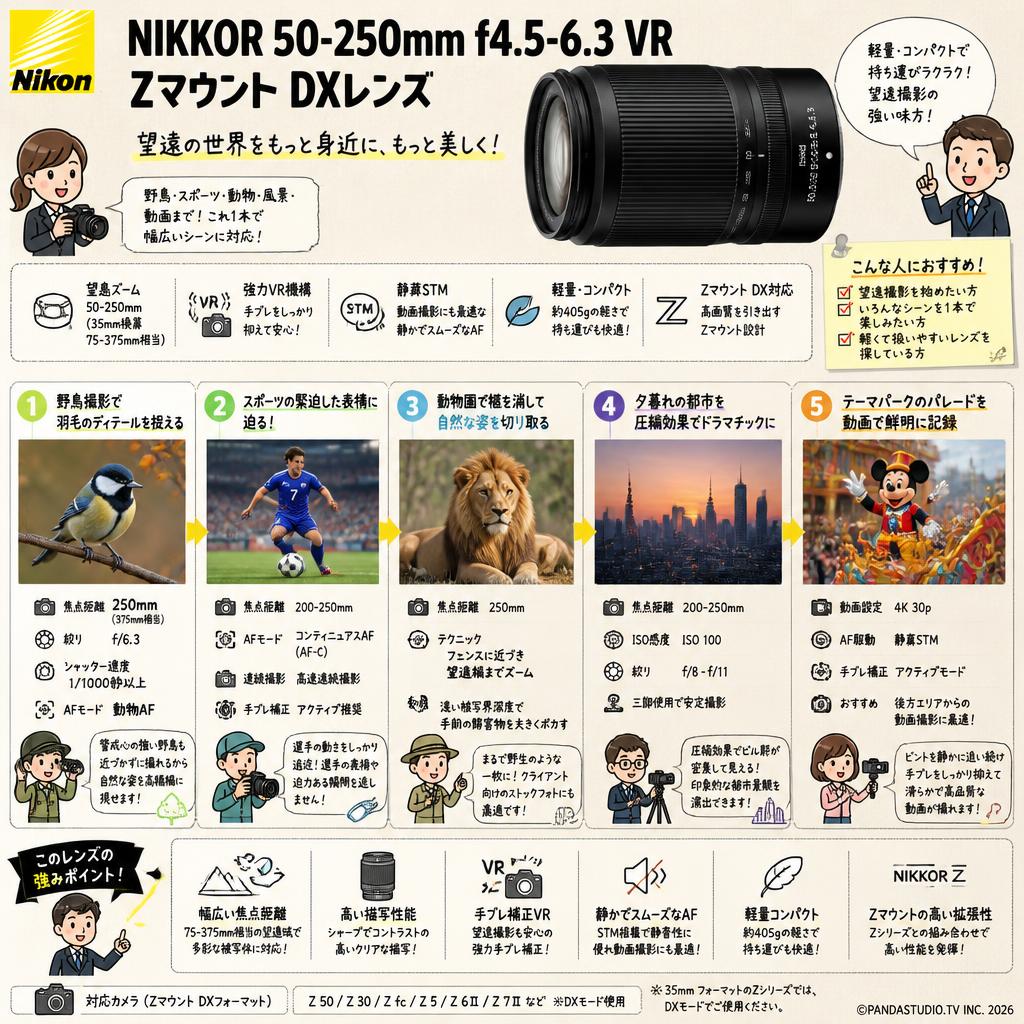 Nikon NIKKOR 50-250mm f4.5-6.3 VR Zマウント DXレンズ 用途