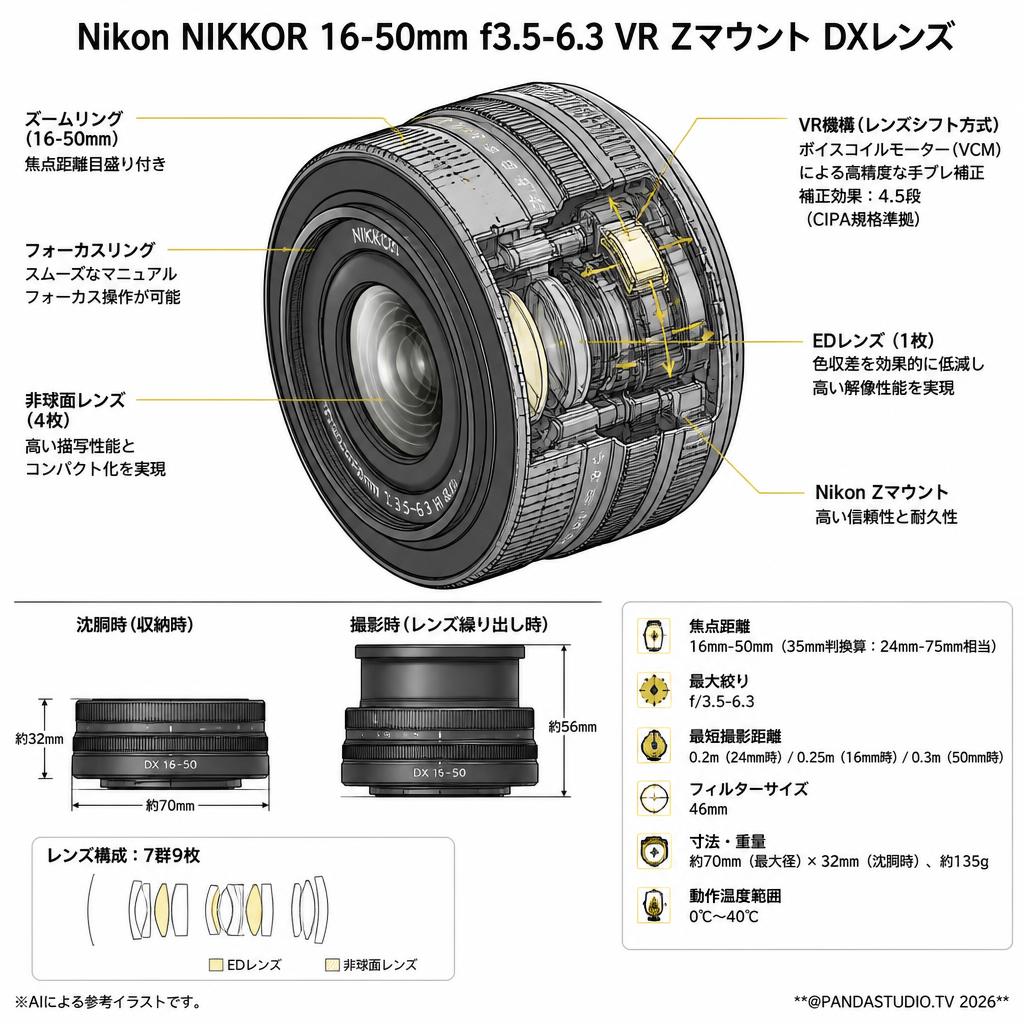 Nikon NIKKOR 16-50mm f3.5-6.3 VR Zマウント DXレンズ スペック