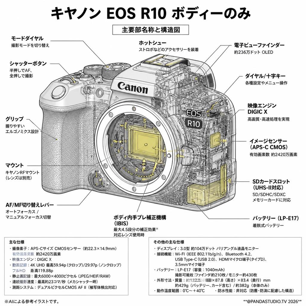 キヤノン EOS R10 ボディーのみ | パンダスタジオ・レンタル公式サイト