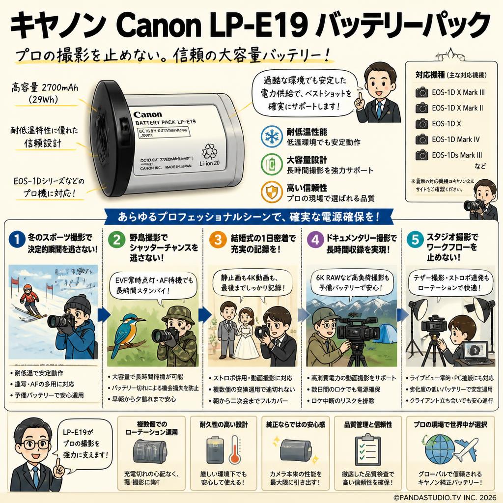 キヤノン Canon LP-E19 バッテリーパック 用途