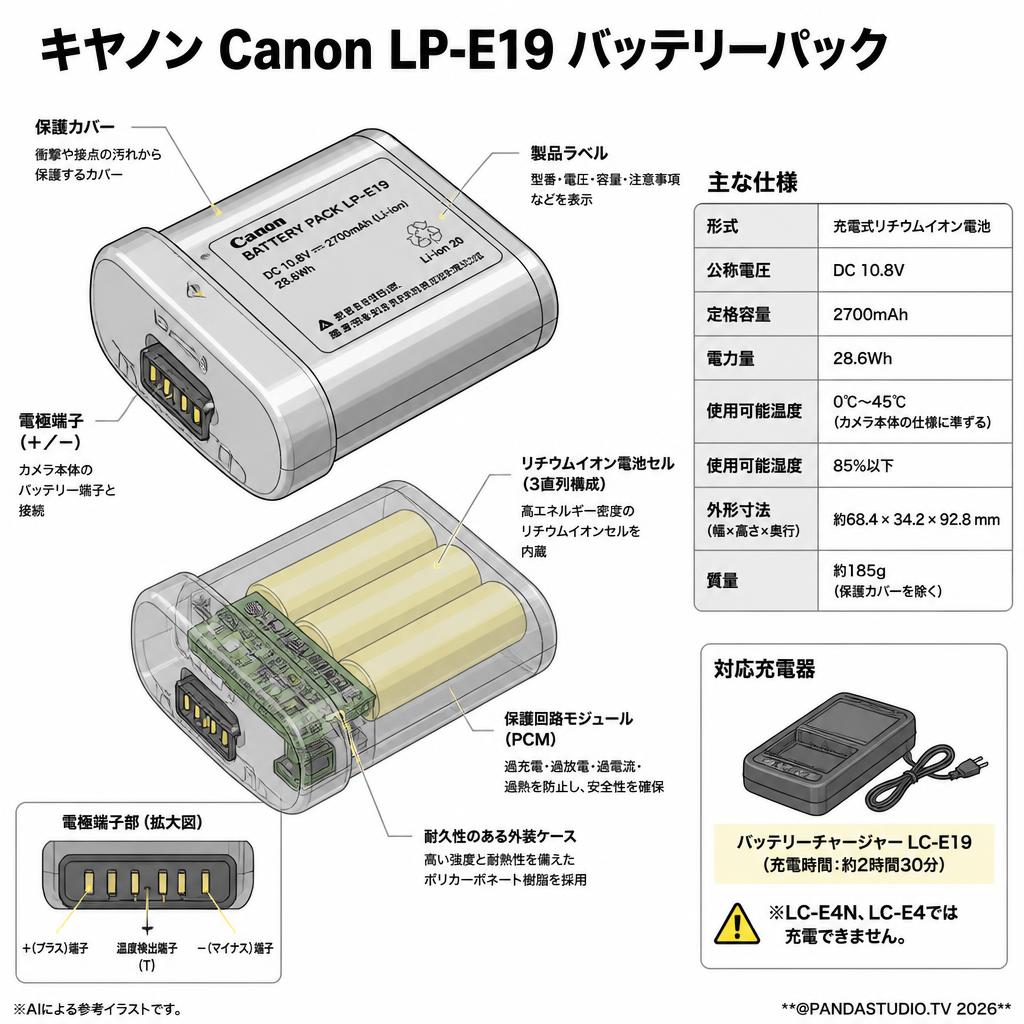 キヤノン Canon LP-E19 バッテリーパック スペック