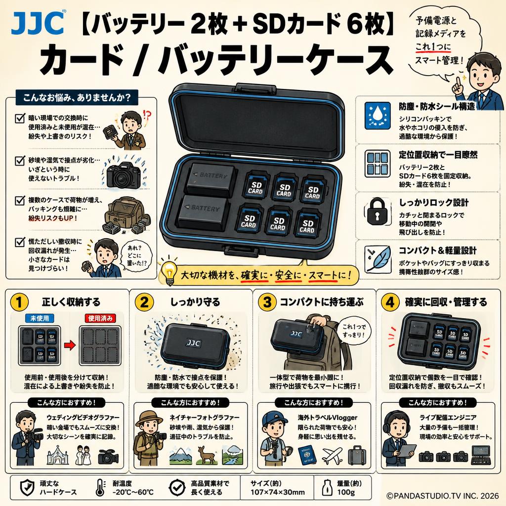 JJC 【バッテリー 2枚 + SDカード 6枚】 カード / バッテリーケース おもな対象のお客様
