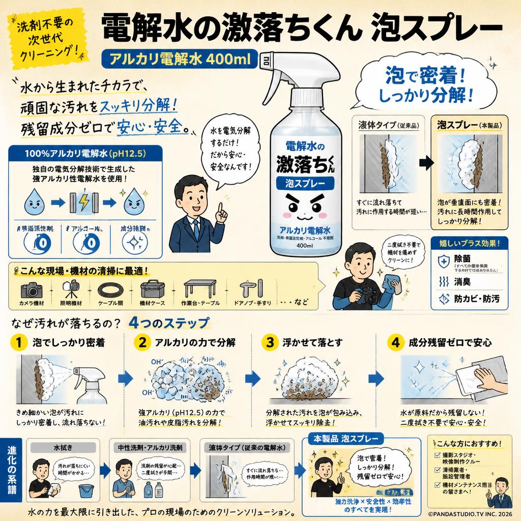 電解水の激落ちくん 泡スプレー アルカリ電解水 400ml 概要