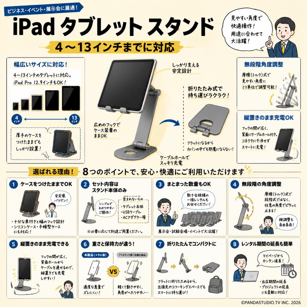 iPad タブレット スタンド ４～13インチまでに対応 FAQ（よくある質問と答え）