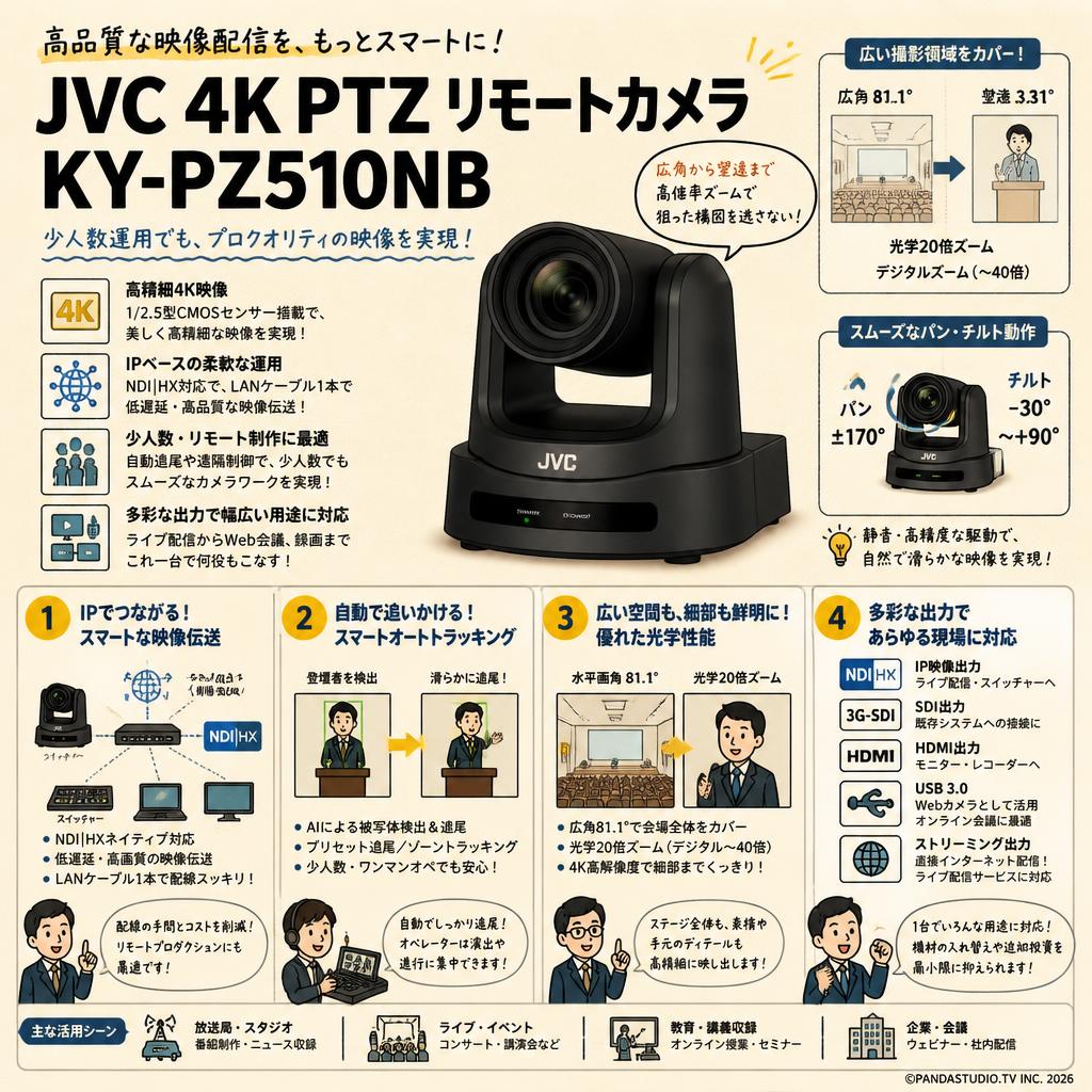JVC 4K PTZ リモートカメラ  KY-PZ510NB 概要