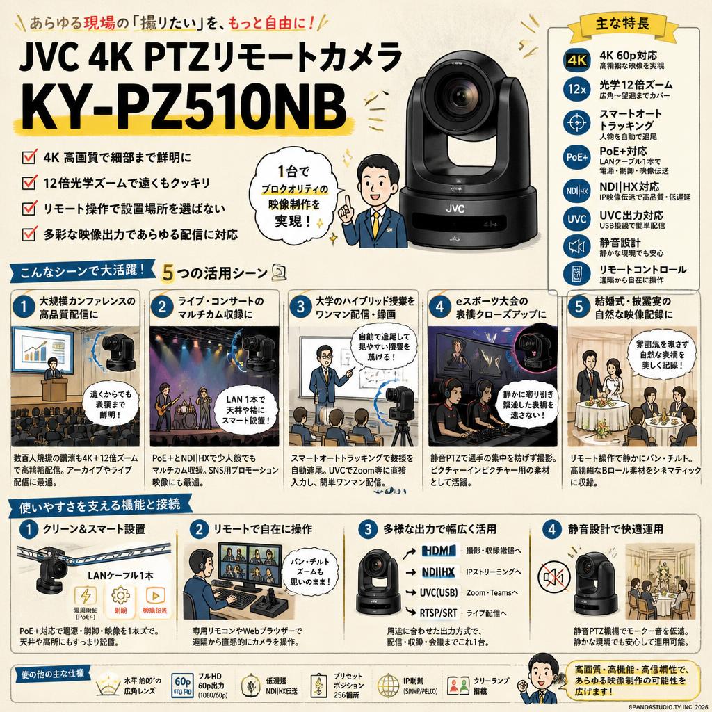 JVC 4K PTZ リモートカメラ  KY-PZ510NB 用途