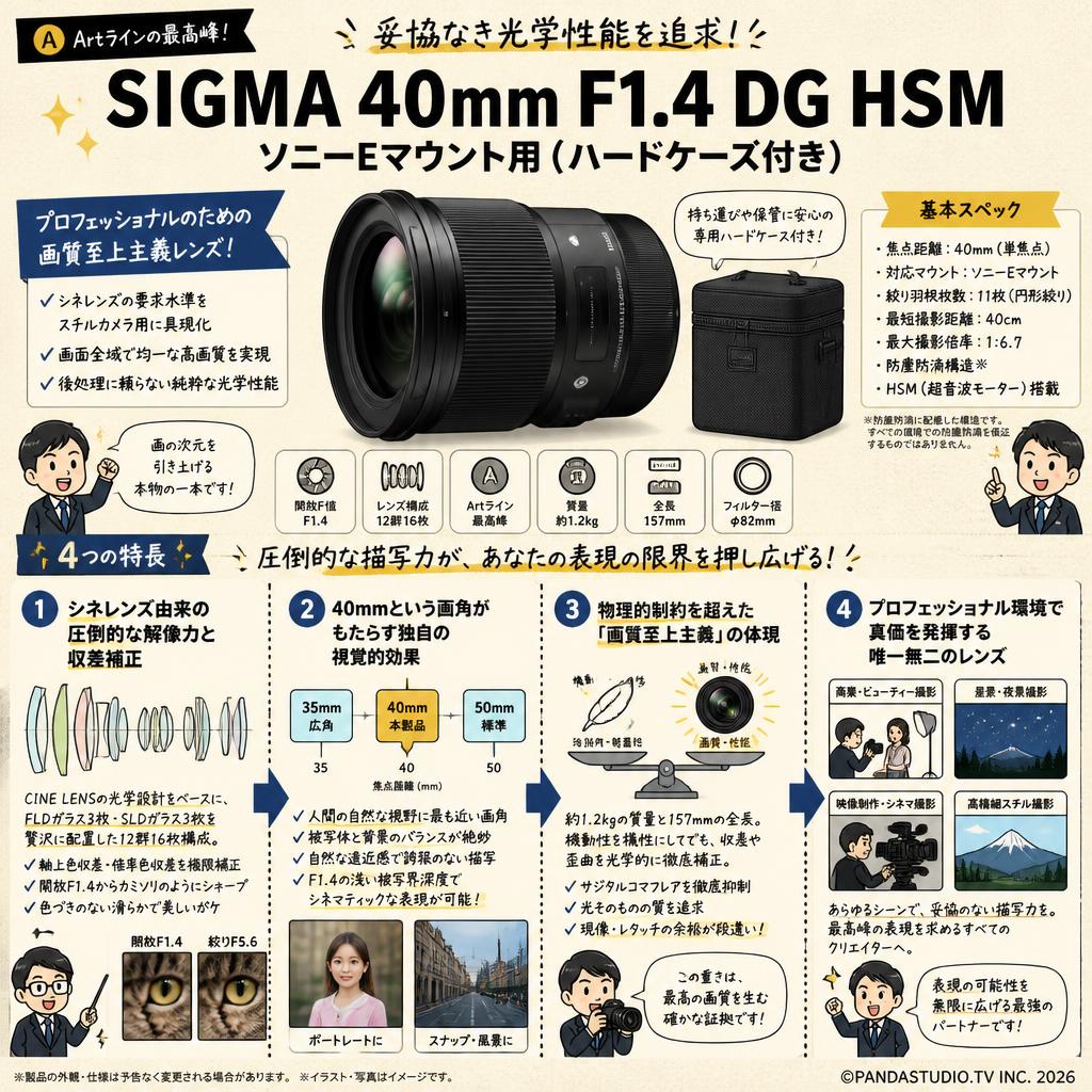 SIGMA 40mm F1.4 DG HSM ソニーEマウント用(ハードケース付き) 概要