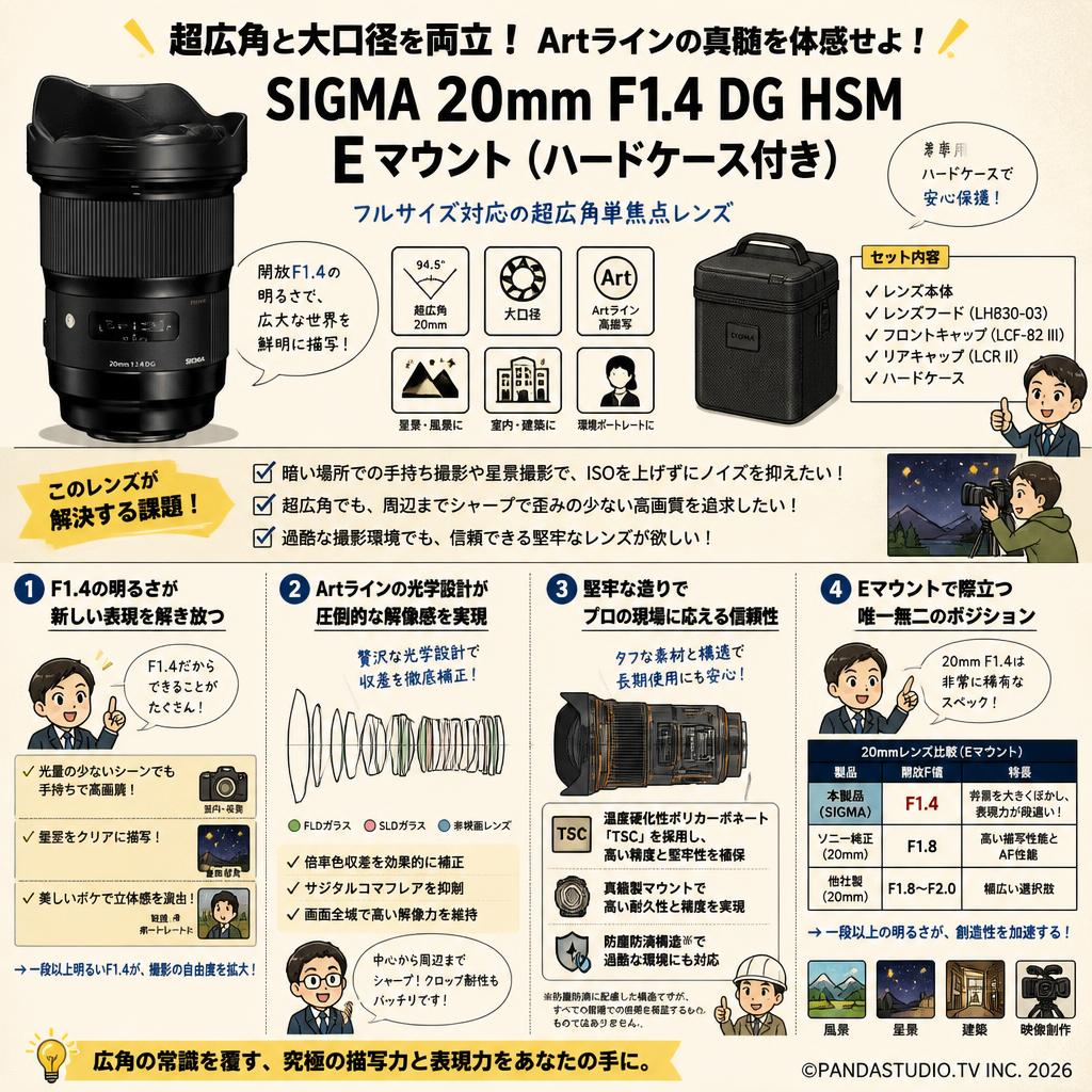 SIGMA 20mm F1.4 DG HSM  Eマウント  ( ハードケース付き) 概要