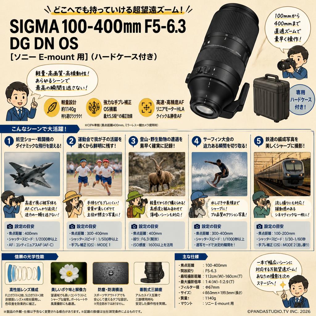 SIGMA 100-400mm F5-6.3 DG DN OS [ソニーE-mount 用](ハードケース付き) 用途