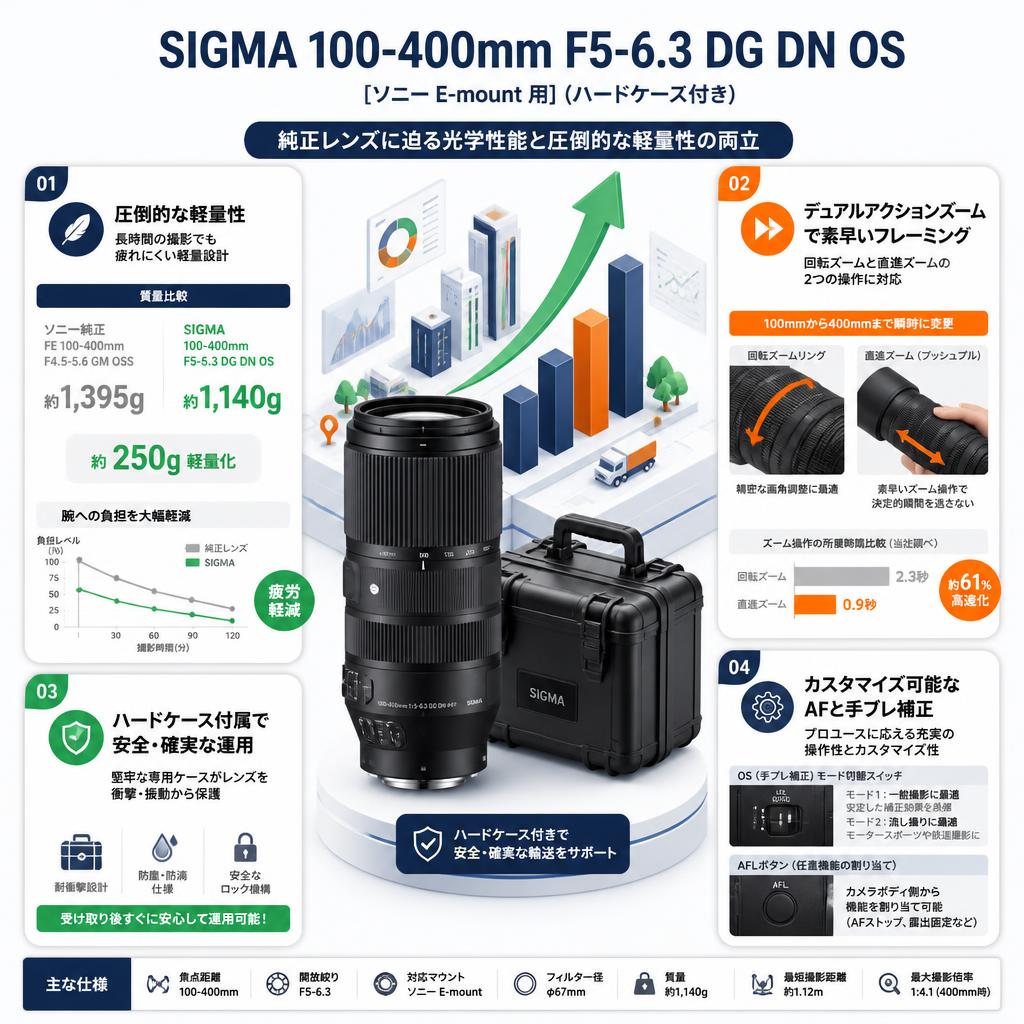 SIGMA 100-400mm F5-6.3 DG DN OS [ソニーE-mount 用](ハードケース付き) セールスポイント