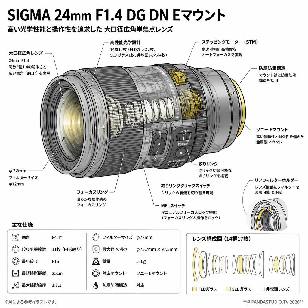 SIGMA 24mm F1.4 DG DN Eマウント スペック