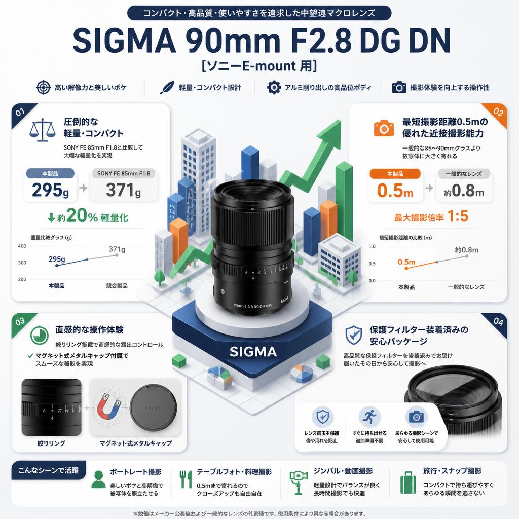 SIGMA 90mm F2.8 DG DN [ソニーE-mount 用] セールスポイント