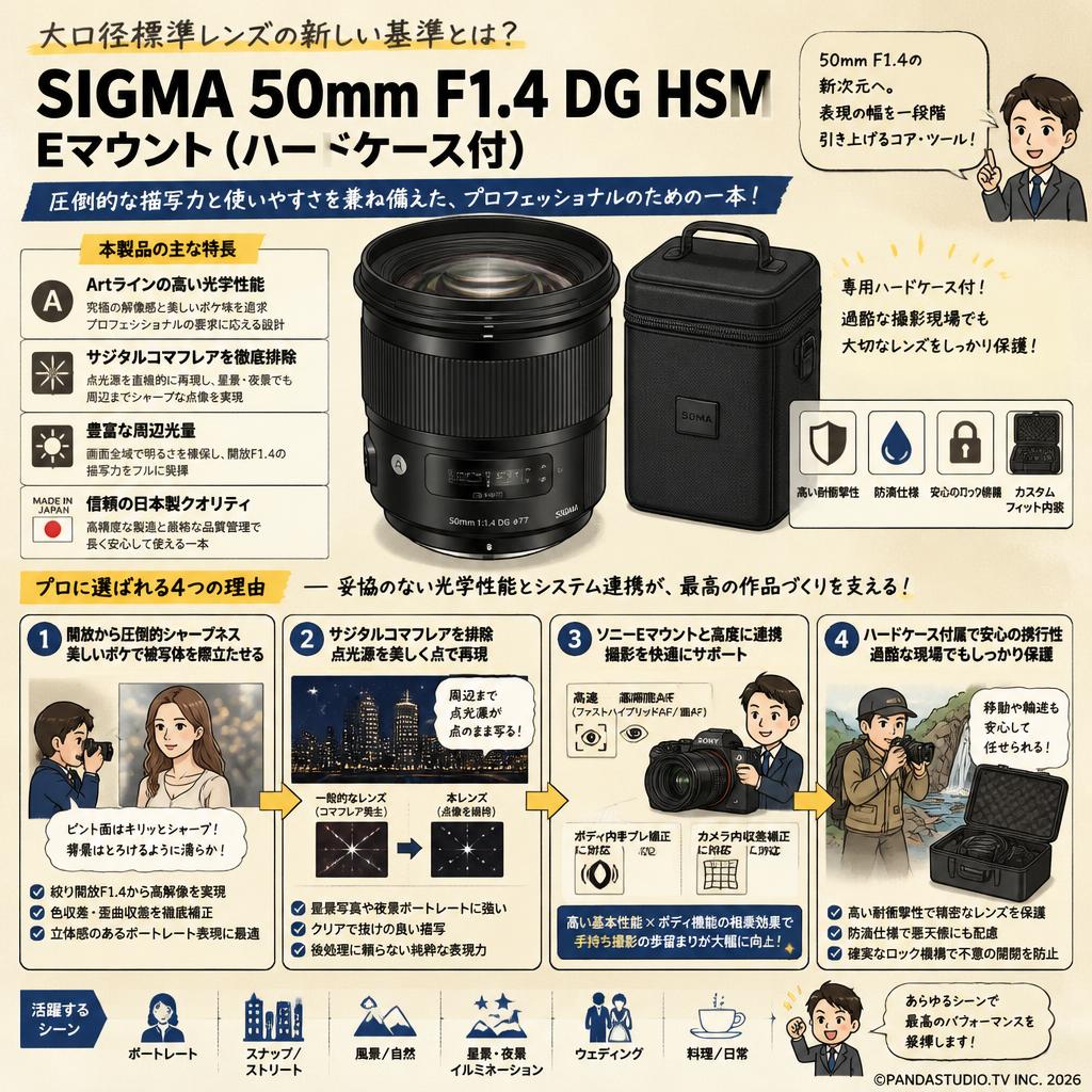 SIGMA 50mm F1.4 DG HSM  Eマウント (ハードケ－ス付) 概要